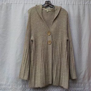EUC Carolyn Taylor Long Hooded 2 button Cardigan Sweater SZ L